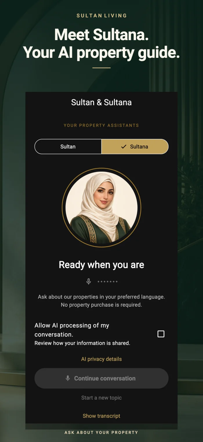 Meet Sultana — Sultan Living app preview