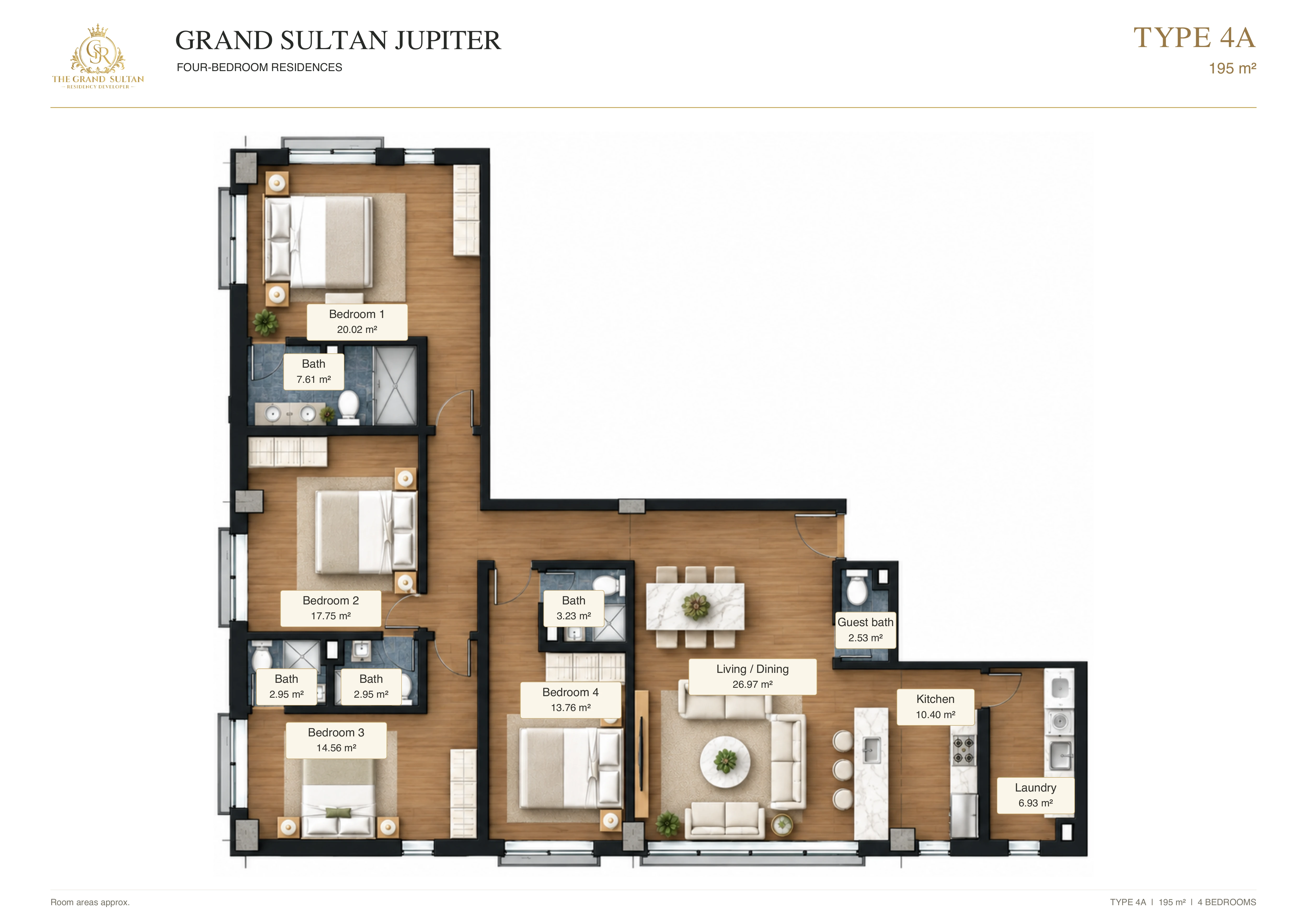 Type 4A · 4-bedroom apartment · 195 m²