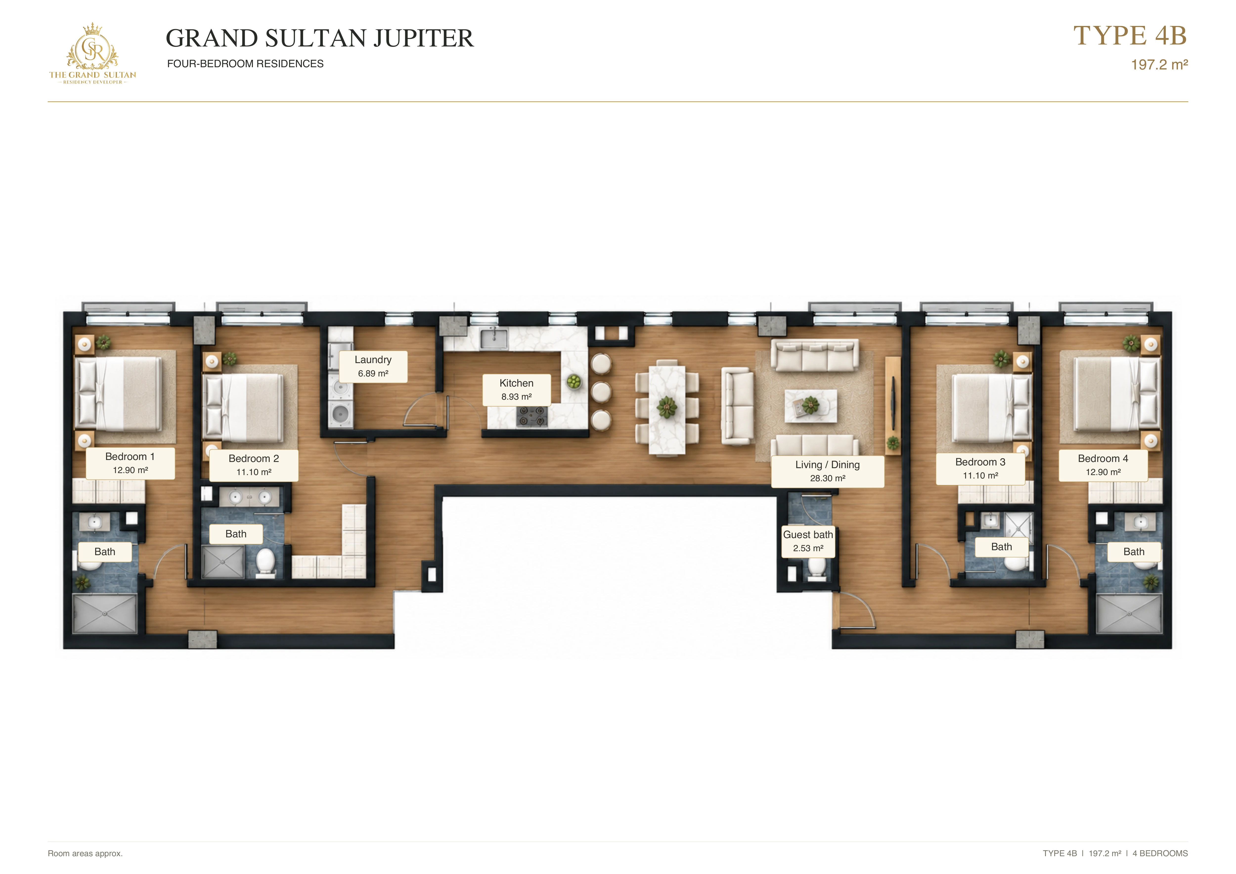 Type 4B · 4-bedroom apartment · 197.2 m²