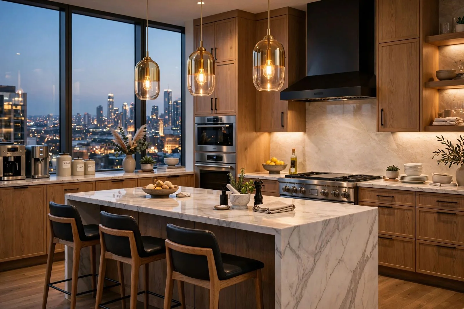 Artistic impression of a warm contemporary kitchen at Grand Sultan Jupiter