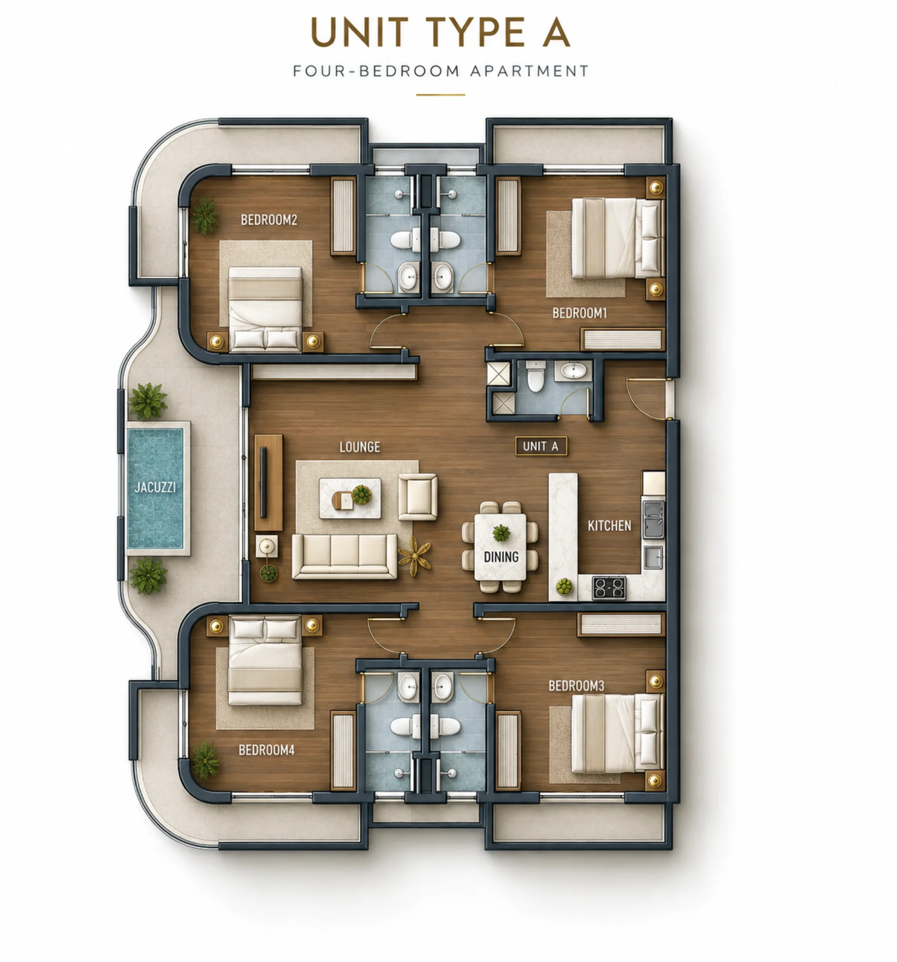 Type A · 4-bedroom residence · 260 m²