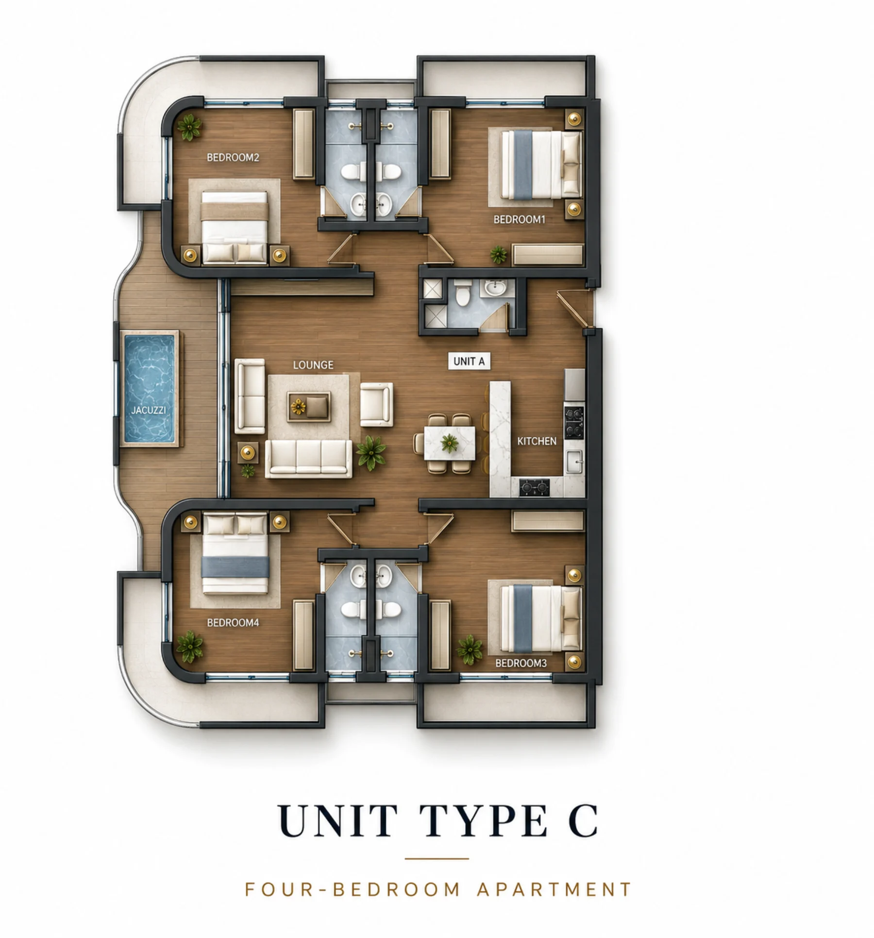 Type C · 4-bedroom residence · 260 m²