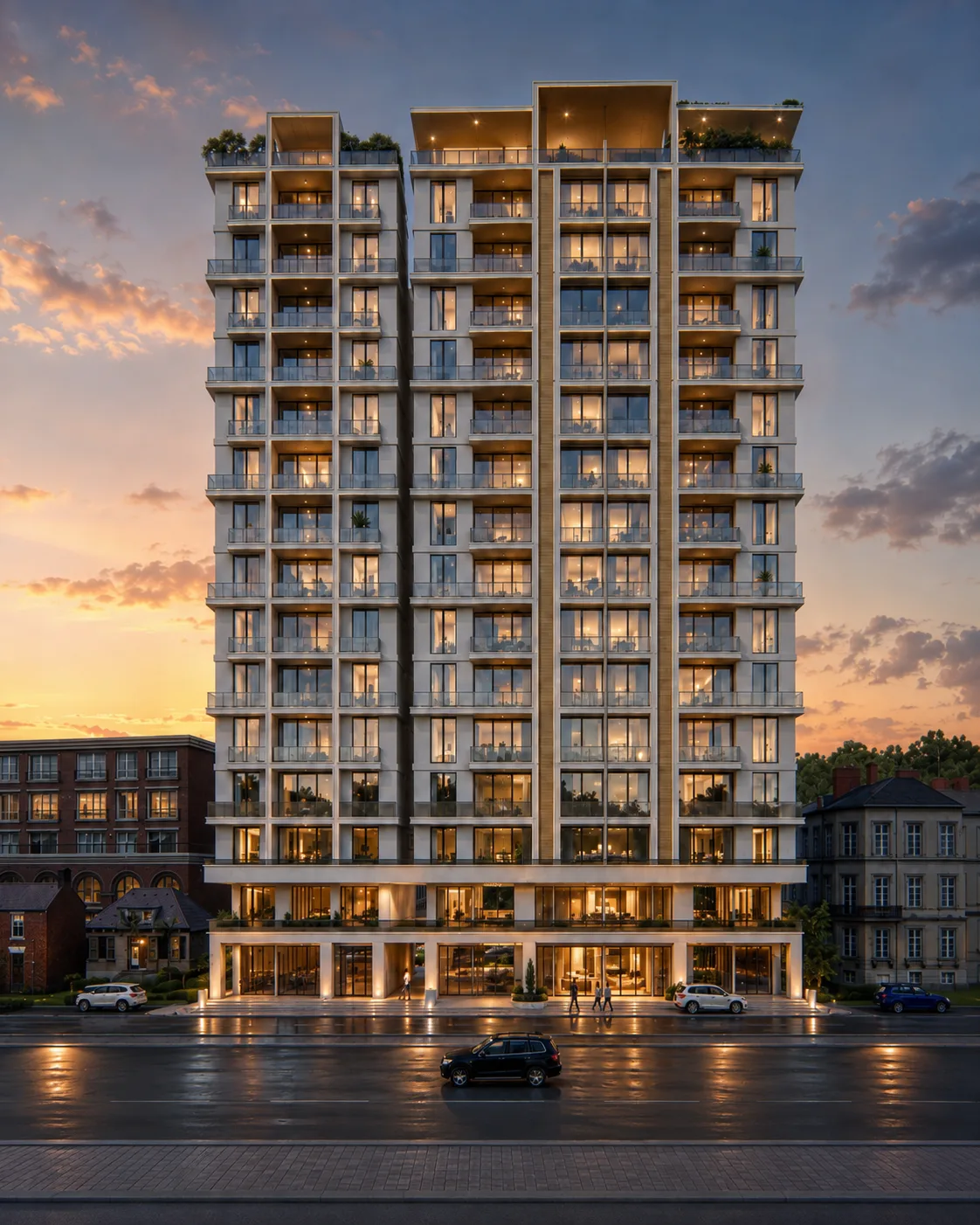 Architectural front render of the updated Grand Sultan Venus development